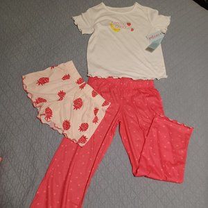 NWT Cat & Jack Pajama Set 2 Shirts + 2 Bottoms Girls Size Small 6/7 Size XS 4/5